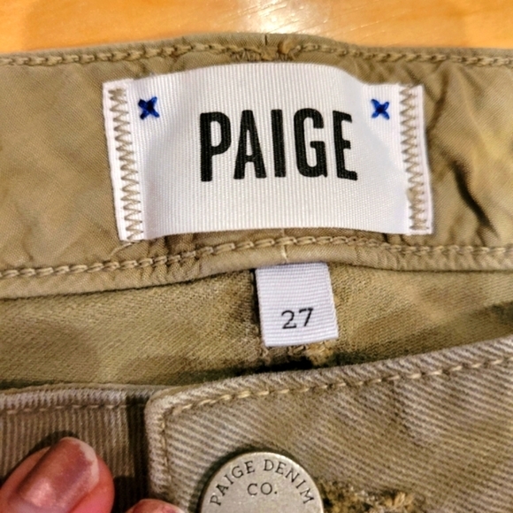 PAIGE Denim Marley Skinny Moto Jeans Fatigue Green Size 27 - Picture 8 of 13